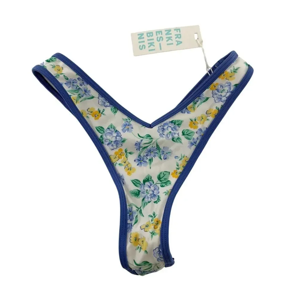 Frankies Bikinis Women's Coastal Floral Brittany Satin Bikini Bottom Size XS